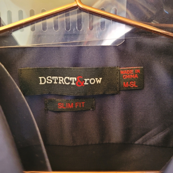 DSTRCT & ROW Navy Slim Fit Button Front Long Sleeve Shirt Size M-SL - Picture 5 of 14